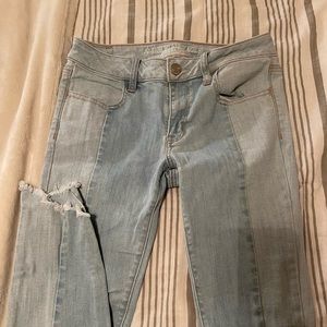 American Eagle two-toned skinny crop stretch jean